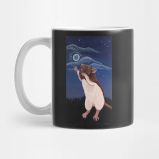 Agouti Brown Hooded Fancy Rat Reaching for the Moon Mug